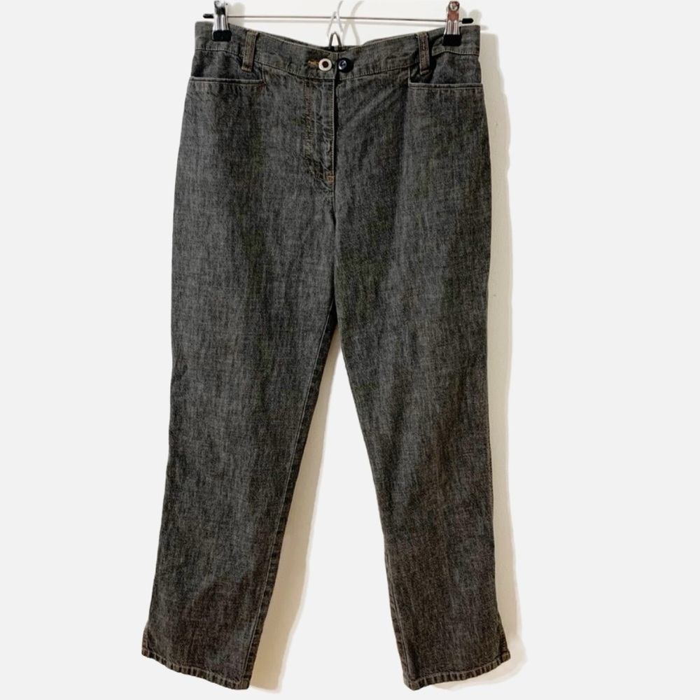 Ann Taylor Cotton Jeans Dark Gray Mid Rise Cotton Denim Jeans Vented Leg at Hem